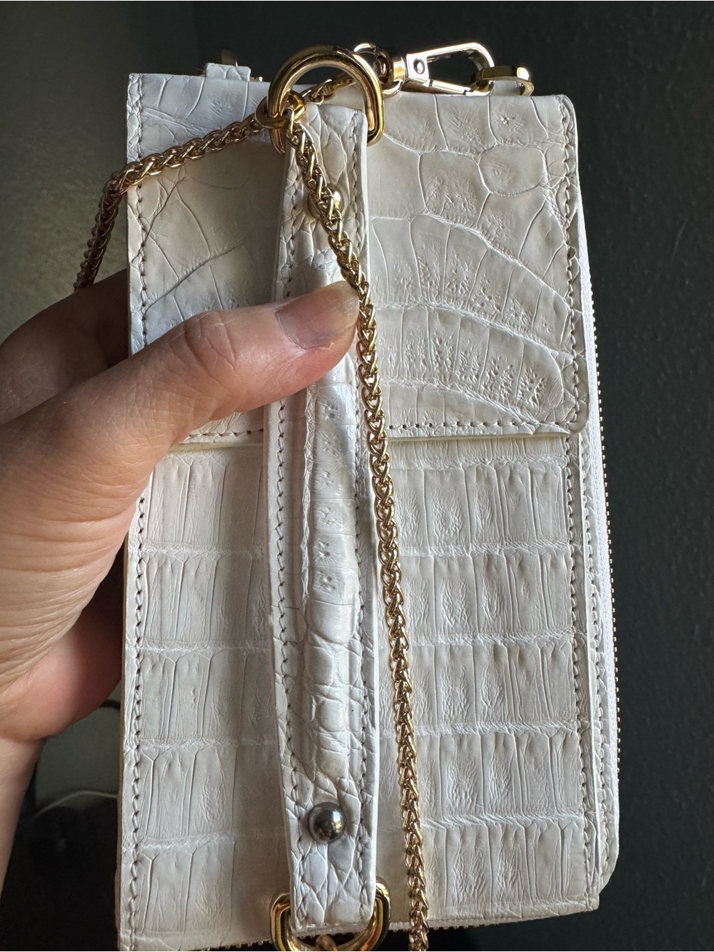 Maria Oliver Women’s Miranda Crocodile Leather Wallet with Gold Chain Strap